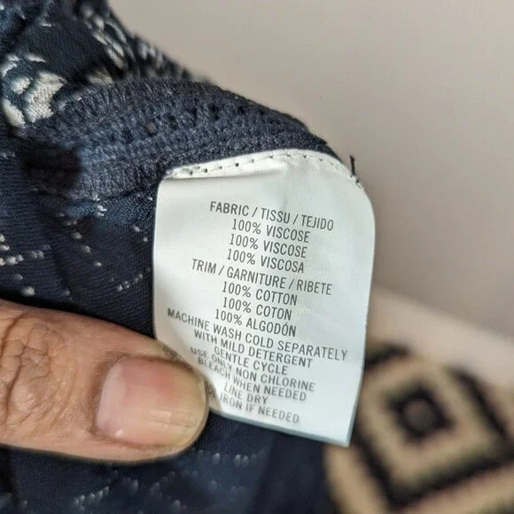 O'Neill Navy Print Casual Johnny Floral Summer Wide Leg Pants Women Size M - Picture 6 of 7